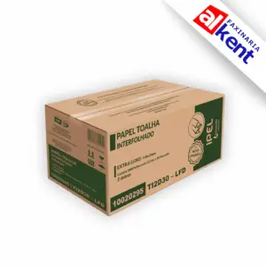 Papel Interfolhado LAMINADO 30gr FD Folha Dupla 2 Dobras 100% Celulose Ipel Indaial com 2.000 Folhas 22,5x20 - Maior Absorção para mãos