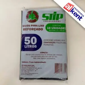 Saco de Lixo Preto 50L 63x80 (10 unidades)