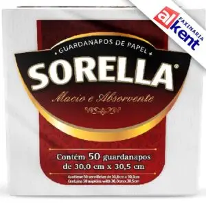 Guardanapo de Papel Sorella Folha Simples 30x30,5 com 50 unidades