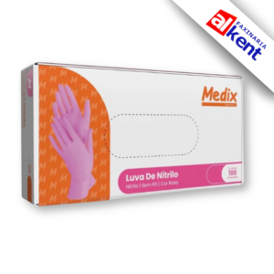 Luva Nitrílica Rosa P, M e G Descartável Para Procedimento Não Cirúrgico Medix - caixa com 100 luvas