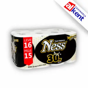 Papel Higiênico Ness FD Folha Dupla Pacote (16 rolos - 30m)