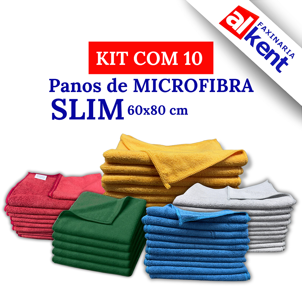 Kit com 10 Panos de Chão Microfibra Slim 60x80cm Nobre