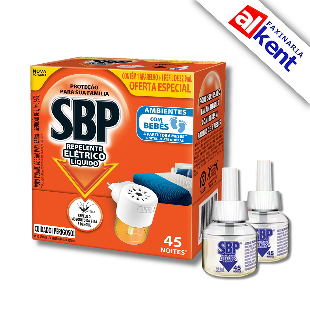 SBP Repelente Elétrico Líquido (Aparelho e Refil ou Dois Refis)